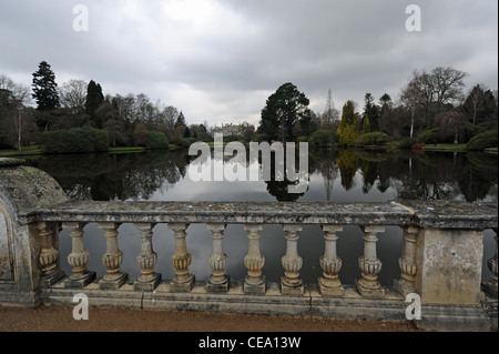 Sheffield Park gardens and house on a dull winters day in Sussex UK Stock Photo