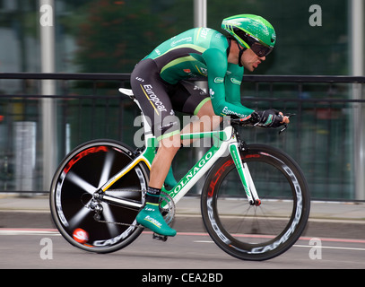 Anthony Charteau of Team Europcar during the time trial of stage 8 of the Tour of Britain 2011 Stock Photo