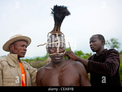 Kael new year celebration in Bodi tribe, Hana Mursi, Omo Valley Ethiopia Stock Photo