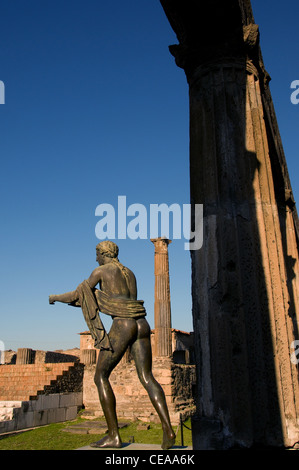 Statue of Apollo in the temple of Apollo, ruins of Pompeii Stock Photo