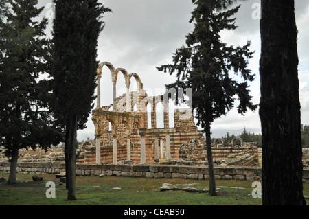 Ruins of the Umayyad city of Anjar (Anjaar) in Bekaa Valley, Lebanon Stock Photo