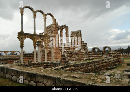 Ruins of the Umayyad city of Anjar (Anjaar) in Bekaa Valley, Lebanon Stock Photo