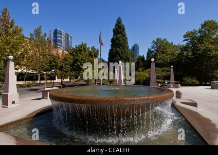 Fountain At Downtown Park Bellevue Washington USA Stock Photo