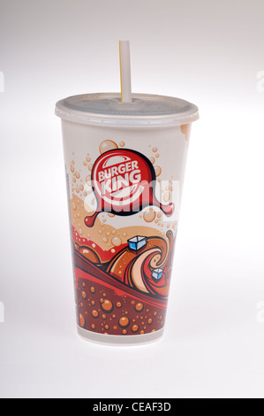 Burger King soda with straw on white background cutout USA. Stock Photo