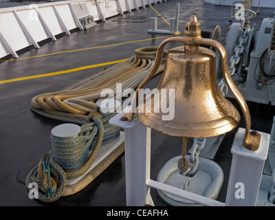 Close up of ships bell on Coho ferry from Port Angeles Wa. to Victoria B.C Stock Photo
