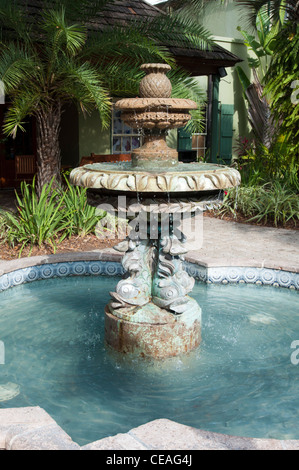 Romantic fountain near St George St in St Augustine, Florida United States, North America, USA Stock Photo