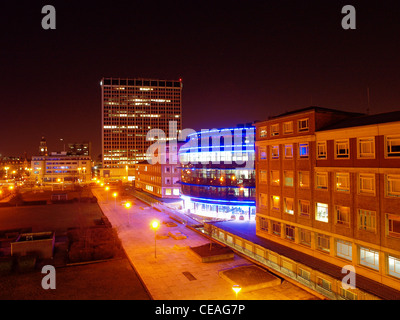 Croydon College at night, with the Nestle Building in the background. Stock Photo