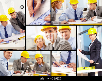 Collage of architects at work Stock Photo