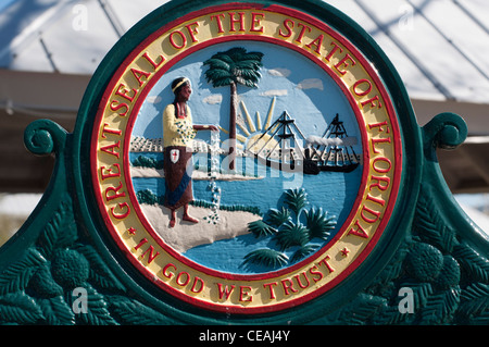 Great Seal of The State of Florida sign. In God we trust. Florida, United States, USA, North America Stock Photo