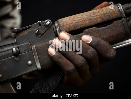 Detail Of A Kalashnikov Rifle Held In Hand Of Karo Man Ethiopia