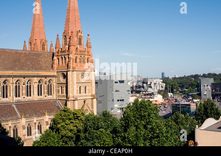 St. Pauls Cathedral and Federation Square melbourne victoria australia Stock Photo