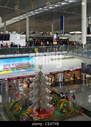 dh Hong Kong Airport CHEK LAP KOK HONG KONG Hong Kong International Airport Terminal 1 departures Christmas china hall interiors people Stock Photo