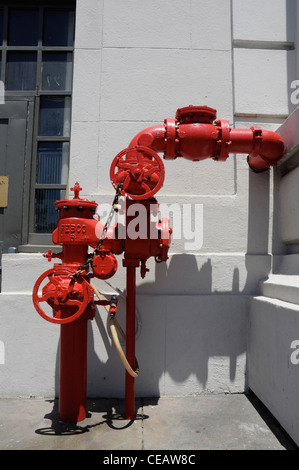 Sprinkler fire protection system stop valves, San Francisco, California, USA Stock Photo