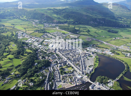 aerial view of Porthmadog town, North Wales Stock Photo