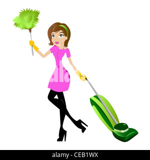 Cleaning Lady Character Stock Photo