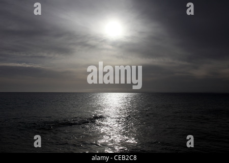 View of sky and sea few minutes before storm. Stock Photo