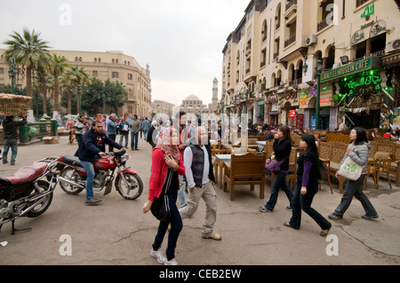 Cafes at entrance of Khan El Khalili market Old Cairo Egypt