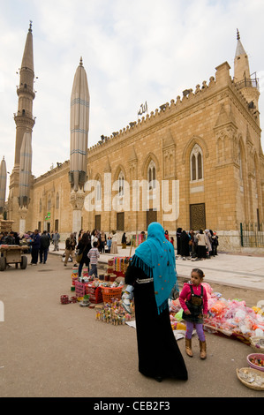 Al Hussein mosque at the entrance of Khan El Khalili market Old Cairo Egypt