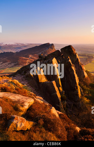 The Roaches Staffordshire sunset at The Roaches Staffordshire Peak District National park England UK GB Europe Stock Photo