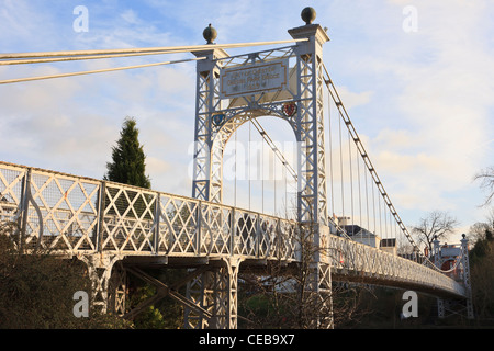 View across the River Dee Suspension Bridge aka Queens Park Suspension ...