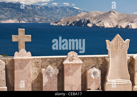 the beautiful old cemetery near Baska on island Krk - Croatia Stock Photo