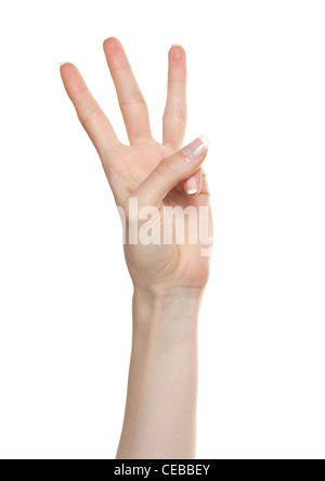 Woman hand showing number three Stock Photo