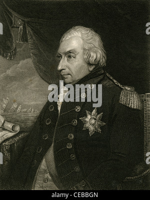 1830 engraving of Admiral of the Fleet John Jervis, 1st Earl of St Vincent. Stock Photo