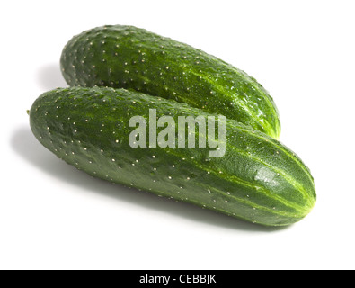Two cucumbers on white background with shadow Stock Photo