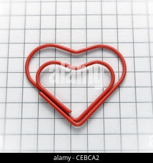 Heart shaped paper clip Stock Photo