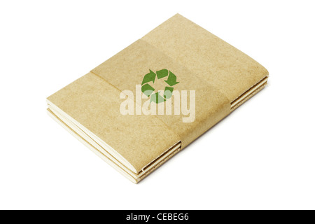 Thread Sew Books of Recycled Papers on White Background Stock Photo