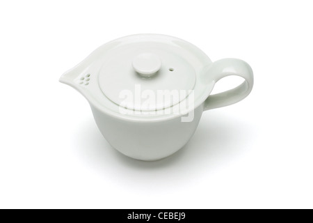 Oriental Porcelain Tea Pot on White Background Stock Photo