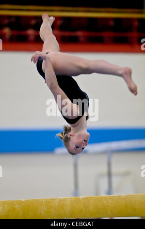 Laura Edwards Great Britain Squad Gymnast pictured training with the National Squad at Lilleshall National Sports Centre. Stock Photo