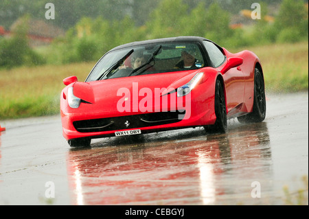 Supercars on track UK Ferrari 458 Italia Stock Photo