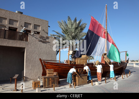 Traditional Arabic Dhow Monument at Al Fardah Museum in Dubai Stock Photo