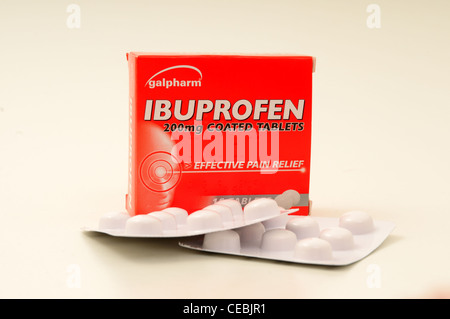 Ibuprofen 200mg Coated Tablets. Stock Photo