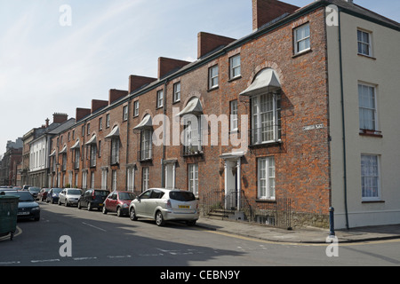 Examples of Georgian Houses on Somerset Place, in Swansea Docks Wales UK, Row of Houses grade II listed buildings Stock Photo