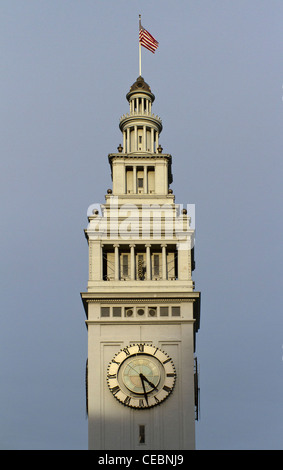 Clock Tower of San Francisco Ferry Building, modelled on the Giralda Bell Tower in Seville designed by A Page Brown. Stock Photo