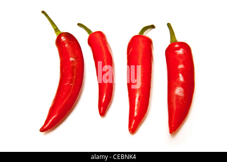 Red chili peppers isolated on a white studio background. Stock Photo