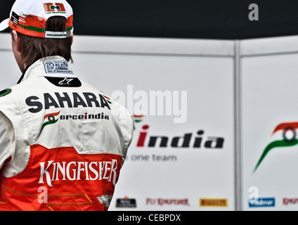 The back of Nico Hulkenberg at the launch of the 2012 VJM05 Sahara Force India F1 car Stock Photo