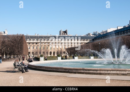 Fountain and garden of the Palais Royal Paris France French Stock Photo