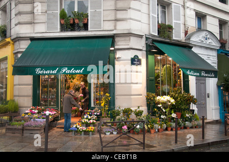 Gerard Patout flower florist stall Rue Mouffetard France French Paris Stock Photo