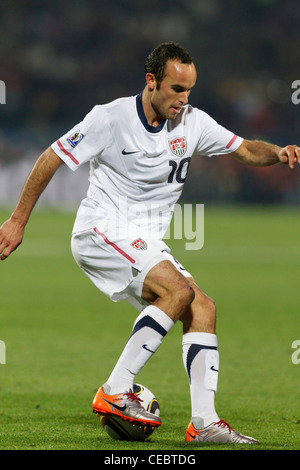 Landon Donovan of the United States changes direction during a 2010 FIFA World Cup round of 16 match against Ghana. Stock Photo