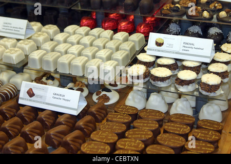 Belgium chocolates on sale in Brussels Stock Photo