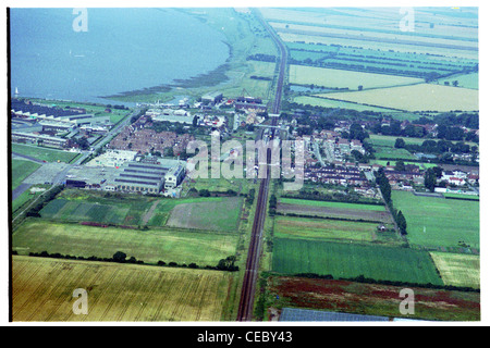 Oblique aerial view of Brough in east Yorkshire, looking west, taken from a height of around 1500ft with BAE systems complex Stock Photo