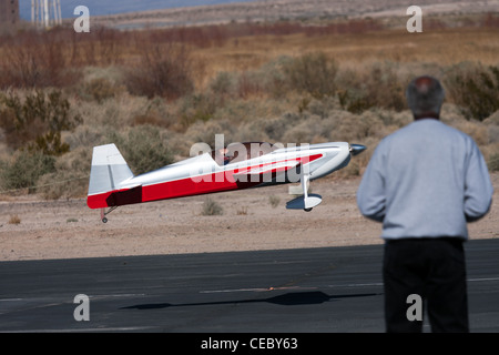 RC Remote controlled air plane taking off Stock Photo