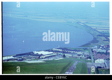 Oblique aerial view of Brough in east Yorkshire, looking west, taken from a height of around 1500ft with BAE systems complex Stock Photo