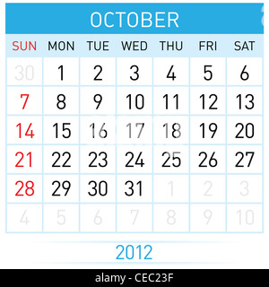 October Calendar. Illustration on white background for design Stock Photo