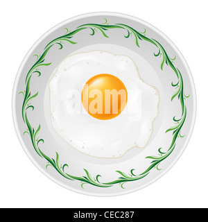 Fried egg on plate. Illustration on white background Stock Photo