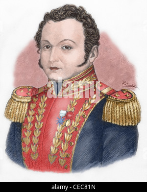 Jose Antonio Paez (1790-1873). Venezuelan militar and politician. President of Venezuela on three times. Colored engraving. Stock Photo