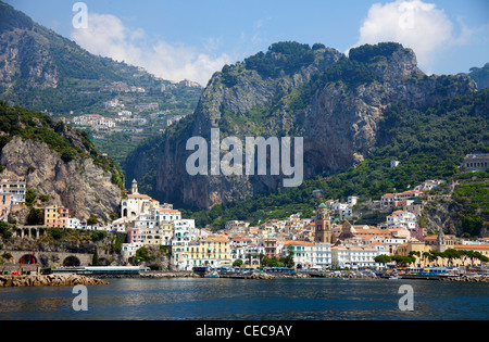 The village Amalfi at Amalfi coast, Unesco World Heritage site, Campania, Italy, Mediterranean sea, Europe Stock Photo